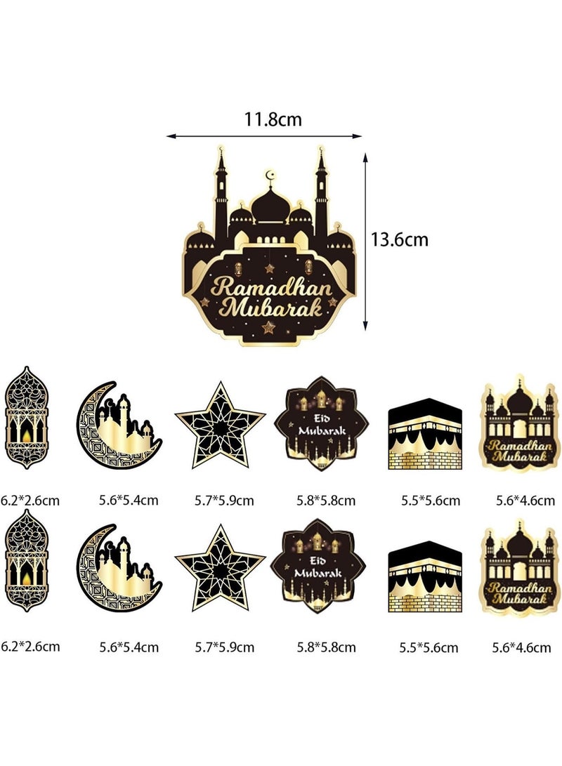 20 PCS Eid Mubarak Decorations Ramadan Kareem Decorations Golden Banners Moon Star Garland Cupcake & Cake Toppers Islamic Muslim Theme Party Supplies for Home - Image 5